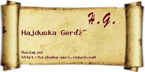 Hajduska Gerő névjegykártya